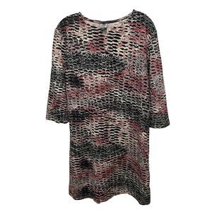 JONATHAN MARTIN multicolor geometric 3/4 sleeve pullover shift dress 1X